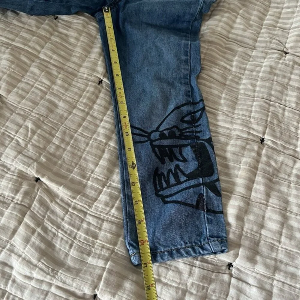 Boys Desigual Jeans sz 5/6‎ EU 110/116 Adjustable Waist Tiger Print Straight Leg